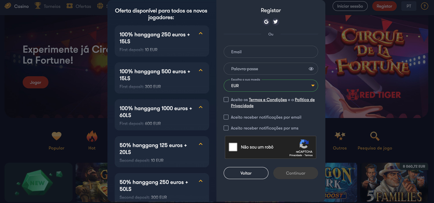 registrar do Frank casino